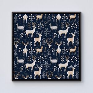 Warren Reed - Designer Reindeer, Whimsical, Illustration Pattern Framed Canvas in Black Size: W16" x H16" Black W16" x H16" Warren Reed - Designer Reindeer, Whimsical, Illustration Pattern Framed Canvas in Black Size: W16" x H16" Black W16" x H16"