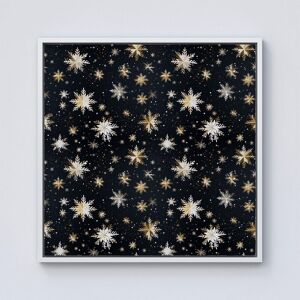 Warren Reed - Designer Silver Gold Snowflake Pattern Framed Canvas in Off-White Size: w10 inch x h10 inch Off-White w10 inch x h10 inch Warren Reed - Designer Silver Gold Snowflake Pattern Framed Canvas in Off-White Size: w10 inch x h10 inch Off-White w10 inch x h10 inch