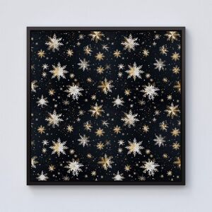 Warren Reed - Designer Silver Gold Snowflake Pattern Framed Canvas in Black Size: W30" x H30" Black W30" x H30" Warren Reed - Designer Silver Gold Snowflake Pattern Framed Canvas in Black Size: W30" x H30" Black W30" x H30"