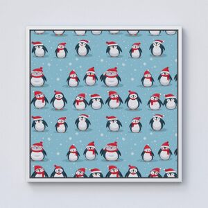 Warren Reed - Designer Adorable Santa Penguins Framed Canvas in Off-White Size: W16" x H16" Off-White W16" x H16" Warren Reed - Designer Adorable Santa Penguins Framed Canvas in Off-White Size: W16" x H16" Off-White W16" x H16"