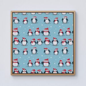 Warren Reed - Designer Adorable Santa Penguins Framed Canvas in Light Brown Size: W30" x H30" Light Brown W30" x H30" Warren Reed - Designer Adorable Santa Penguins Framed Canvas in Light Brown Size: W30" x H30" Light Brown W30" x H30"