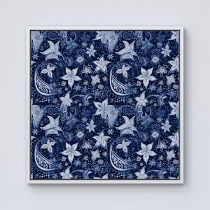 Warren Reed - Designer Paisley Christmas Stars Blue Framed Canvas in Off-White Size: W30" x H30" Off-White W30" x H30" Warren Reed - Designer Paisley Christmas Stars Blue Framed Canvas in Off-White Size: W30" x H30" Off-White W30" x H30"