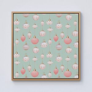 Warren Reed - Designer Christmas Decorations Pink & Green Framed Canvas in Light Brown Size: W30" x H30" Light Brown W30" x H30" Warren Reed - Designer Christmas Decorations Pink & Green Framed Canvas in Light Brown Size: W30" x H30" Light Brown W30" x H30"