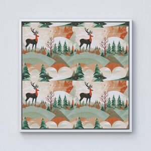 Warren Reed - Designer Reindeer On A Snowy Landscape Pattern Framed Canvas in Off-White Size: W16" x H16" Off-White W16" x H16" Warren Reed - Designer Reindeer On A Snowy Landscape Pattern Framed Canvas in Off-White Size: W16" x H16" Off-White W16" x H16"