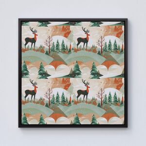 Warren Reed - Designer Reindeer On A Snowy Landscape Pattern Framed Canvas in Black Size: W30" x H30" Black W30" x H30" Warren Reed - Designer Reindeer On A Snowy Landscape Pattern Framed Canvas in Black Size: W30" x H30" Black W30" x H30"