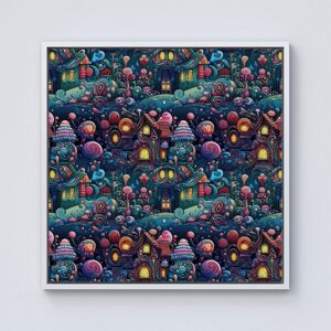 Warren Reed - Designer Whimsical Gingerbread House Pattern Framed Canvas in Off-White Size: W16" x H16" Off-White W16" x H16" Warren Reed - Designer Whimsical Gingerbread House Pattern Framed Canvas in Off-White Size: W16" x H16" Off-White W16" x H16"