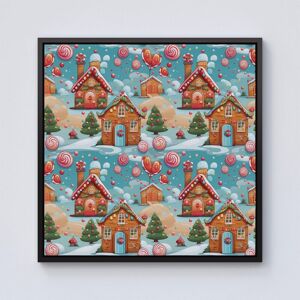 Warren Reed - Designer Christmas Gingerbread House Framed Canvas in Black Size: W16" x H16" Black W16" x H16" Warren Reed - Designer Christmas Gingerbread House Framed Canvas in Black Size: W16" x H16" Black W16" x H16"