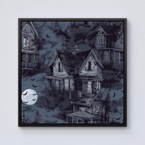 Warren Reed - Designer Spooky Shadowy Haunted House Framed Canvas in Black Size: W16" x H16" Black W16" x H16" Warren Reed - Designer Spooky Shadowy Haunted House Framed Canvas in Black Size: W16" x H16" Black W16" x H16"