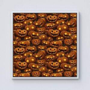 Warren Reed - Designer Grinning Lanterns Pumpkins With Glowing Eyes Framed Canvas in Off-White Size: W16" x H16" Off-White W16" x H16" Warren Reed - Designer Grinning Lanterns Pumpkins With Glowing Eyes Framed Canvas in Off-White Size: W16" x H16" Off-White W16" x H16"