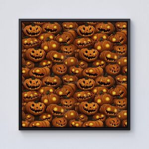 Warren Reed - Designer Grinning Lanterns Pumpkins With Glowing Eyes Framed Canvas in Black Size: W16" x H16" Black W16" x H16" Warren Reed - Designer Grinning Lanterns Pumpkins With Glowing Eyes Framed Canvas in Black Size: W16" x H16" Black W16" x H16"