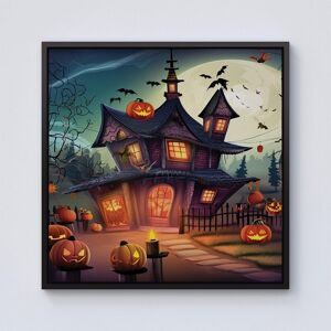 Warren Reed - Designer Spooky Halloween House Framed Canvas in Black Size: w10 inch x h10 inch Black w10 inch x h10 inch Warren Reed - Designer Spooky Halloween House Framed Canvas in Black Size: w10 inch x h10 inch Black w10 inch x h10 inch