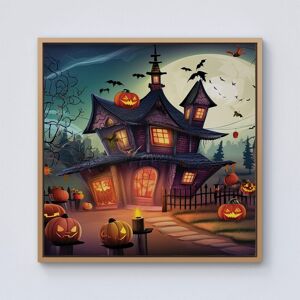 Warren Reed - Designer Spooky Halloween House Framed Canvas in Light Brown Size: W30" x H30" Light Brown W30" x H30" Warren Reed - Designer Spooky Halloween House Framed Canvas in Light Brown Size: W30" x H30" Light Brown W30" x H30"