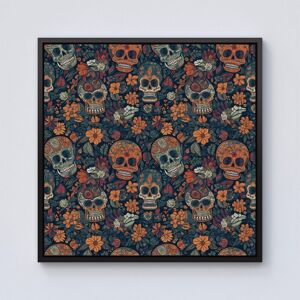 Warren Reed - Designer Dia De Los Muertos Skulls Framed Canvas in Black Size: W30" x H30" Black W30" x H30" Warren Reed - Designer Dia De Los Muertos Skulls Framed Canvas in Black Size: W30" x H30" Black W30" x H30"