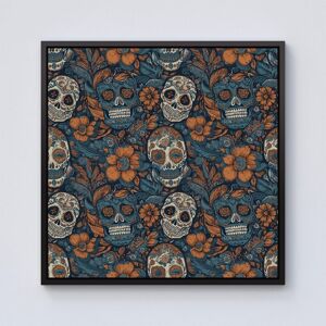 Warren Reed - Designer Dia De Los Muertos Skulls Pattern Framed Canvas in Black Size: W30" x H30" Black W30" x H30" Warren Reed - Designer Dia De Los Muertos Skulls Pattern Framed Canvas in Black Size: W30" x H30" Black W30" x H30"