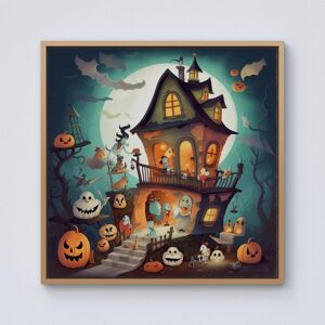 Warren Reed - Designer Illustrations A Whimsical Haunted House Framed Canvas in Light Brown Size: w10 inch x h10 inch Light Brown w10 inch x h10 inch Warren Reed - Designer Illustrations A Whimsical Haunted House Framed Canvas in Light Brown Size: w10 inch x h10 inch Light Brown w10 inch x h10 inch