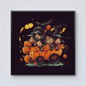 Warren Reed - Designer Cartoon Illustrations A Magical Pumpkin Carriage With Framed Canvas in Black Size: w40 inch x h40 inch Black w40 inch x h40 inch Warren Reed - Designer Cartoon Illustrations A Magical Pumpkin Carriage With Framed Canvas in Black Size: w40 inch x h40 inch Black w40 inch x h40 inch