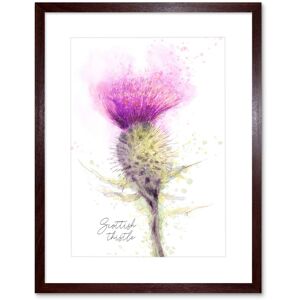 Wee Blue Coo Scottish Thistle Flower Head Watercolour Scotland Framed Art Print in Brown Brown Wee Blue Coo Scottish Thistle Flower Head Watercolour Scotland Framed Art Print in Brown Brown