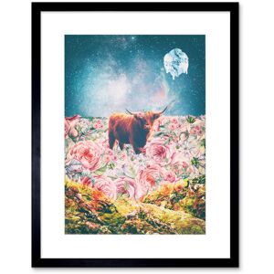 Artery8 Wall Art Print Scottish Highland Hairy Coo Trippy Psychedelic Landscape Space Framed Art in Black Size: W7" x H9" Black W7" x H9" Artery8 Wall Art Print Scottish Highland Hairy Coo Trippy Psychedelic Landscape Space Framed Art in Black Size: W7" x H9" Black W7" x H9"