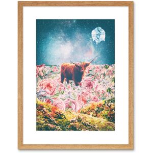Artery8 Wall Art Print Scottish Highland Hairy Coo Trippy Psychedelic Landscape Space Framed Art in Beige Size: W7" x H9" Beige W7" x H9" Artery8 Wall Art Print Scottish Highland Hairy Coo Trippy Psychedelic Landscape Space Framed Art in Beige Size: W7" x H9" Beige W7" x H9"