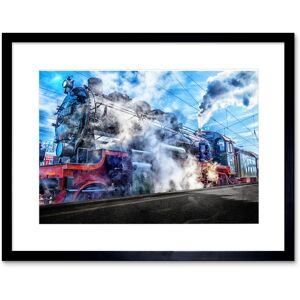 Artery8 Wall Art Print Vintage Steam Train Engine Framed in Black Size: W7" x H9" Black W7" x H9" Artery8 Wall Art Print Vintage Steam Train Engine Framed in Black Size: W7" x H9" Black W7" x H9"
