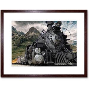 Artery8 Wall Art Print Old Steam Train Engine Mountains Framed in Brown Size: W7" x H9" Brown W7" x H9" Artery8 Wall Art Print Old Steam Train Engine Mountains Framed in Brown Size: W7" x H9" Brown W7" x H9"