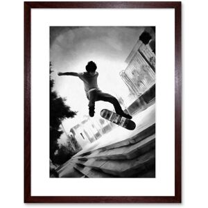 Artery8 Wall Art Print Skateboarder Trick BW Framed in Brown Size: W7" x H9" Brown W7" x H9" Artery8 Wall Art Print Skateboarder Trick BW Framed in Brown Size: W7" x H9" Brown W7" x H9"