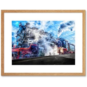 Artery8 Wall Art Print Vintage Steam Train Engine Framed in Beige Size: W7" x H9" Beige W7" x H9" Artery8 Wall Art Print Vintage Steam Train Engine Framed in Beige Size: W7" x H9" Beige W7" x H9"