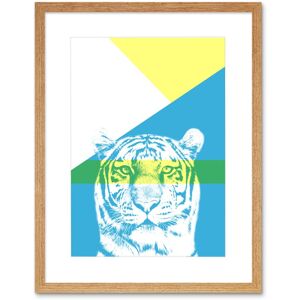 Artery8 Wall Art Print Bold Animals Blue Tiger Art Framed 9x7 inch in Beige Size: W7" x H9" Beige W7" x H9" Artery8 Wall Art Print Bold Animals Blue Tiger Art Framed 9x7 inch in Beige Size: W7" x H9" Beige W7" x H9"