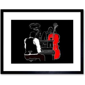 Artery8 Wall Art Print Musicians Jazz Piano Art Framed 9x7 inch in Black Size: W7" x H9" Black W7" x H9" Artery8 Wall Art Print Musicians Jazz Piano Art Framed 9x7 inch in Black Size: W7" x H9" Black W7" x H9"