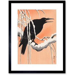 Artery8 Wall Art Print Crow Snowy Branch Ohara Koson Art Framed 9x7 inch in Black Size: W7" x H9" Black W7" x H9" Artery8 Wall Art Print Crow Snowy Branch Ohara Koson Art Framed 9x7 inch in Black Size: W7" x H9" Black W7" x H9"