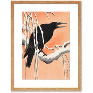 Artery8 Wall Art Print Crow Snowy Branch Ohara Koson Art Framed 9x7 inch in Beige Size: W7" x H9" Beige W7" x H9" Artery8 Wall Art Print Crow Snowy Branch Ohara Koson Art Framed 9x7 inch in Beige Size: W7" x H9" Beige W7" x H9"