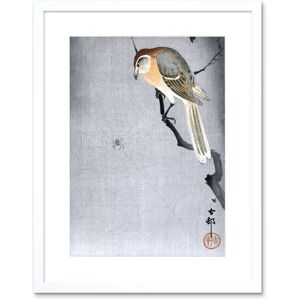 Artery8 Wall Art Print Buffalo Shrike Spider Ohara Koson Art Framed 9x7 inch in White Size: W7" x H9" White W7" x H9" Artery8 Wall Art Print Buffalo Shrike Spider Ohara Koson Art Framed 9x7 inch in White Size: W7" x H9" White W7" x H9"