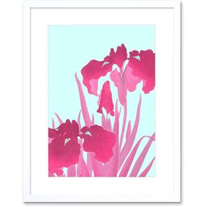 Artery8 Wall Art Print Ohara Koson Pink Iris Flowers Art Black Framed 9x7 inch in White Size: W7" x H9" White W7" x H9" Artery8 Wall Art Print Ohara Koson Pink Iris Flowers Art Black Framed 9x7 inch in White Size: W7" x H9" White W7" x H9"