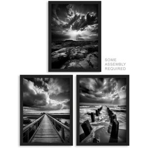 Artery8 A4 Wall Art & Frame Set of 3 Clouds Dramatic Coastal Landscapes in Grey Grey A4 Artery8 A4 Wall Art & Frame Set of 3 Clouds Dramatic Coastal Landscapes in Grey Grey A4