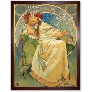 Wee Blue Coo Alphonse Mucha Princess Hyacinth 1911 Old Master Framed Wall Art Print in Brown Size: W12" x H16" Brown W12" x H16" Wee Blue Coo Alphonse Mucha Princess Hyacinth 1911 Old Master Framed Wall Art Print in Brown Size: W12" x H16" Brown W12" x H16"