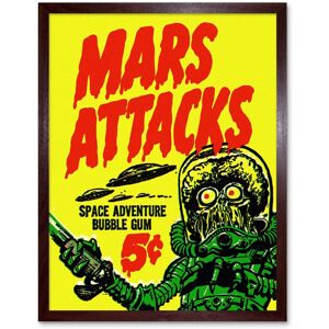 Artery8 Wall Art Print Mars Attacks Space Adventure Bubble Gum Bright Advert Alien Monster UFO Saucer Art Framed in Brown Size: W12" x H16" Brown W12" x H16" Artery8 Wall Art Print Mars Attacks Space Adventure Bubble Gum Bright Advert Alien Monster UFO Saucer Art Framed in Brown Size: W12" x H16" Brown W12" x H16"