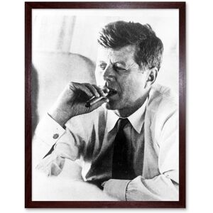 Artery8 President John F Kennedy Smoke Cigar JFK USA Framed Art Print in Brown Size: W12" x H16" Brown W12" x H16" Artery8 President John F Kennedy Smoke Cigar JFK USA Framed Art Print in Brown Size: W12" x H16" Brown W12" x H16"