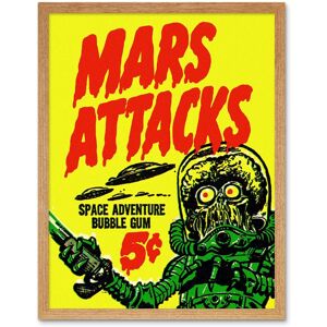 Artery8 Wall Art Print Mars Attacks Space Adventure Bubble Gum Bright Advert Alien Monster UFO Saucer Art Framed in Light Oak Size: W12" x H16" Light Oak W12" x H16" Artery8 Wall Art Print Mars Attacks Space Adventure Bubble Gum Bright Advert Alien Monster UFO Saucer Art Framed in Light Oak Size: W12" x H16" Light Oak W12" x H16"
