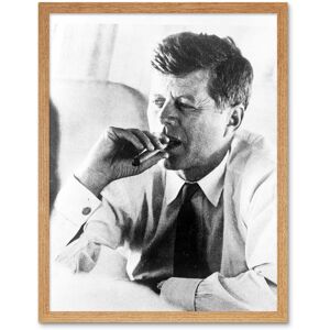 Artery8 President John F Kennedy Smoke Cigar JFK USA Framed Art Print in Light Oak Size: W12" x H16" Light Oak W12" x H16" Artery8 President John F Kennedy Smoke Cigar JFK USA Framed Art Print in Light Oak Size: W12" x H16" Light Oak W12" x H16"