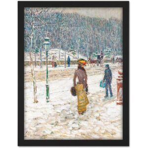 Artery8 Wall Art Print Hassam New York Street Snow Winter Impressionist Painting Large Framed Wall Décor Art in Black Size: W18" x H24" Black W18" x H24" Artery8 Wall Art Print Hassam New York Street Snow Winter Impressionist Painting Large Framed Wall Décor Art in Black Size: W18" x H24" Black W18" x H24"