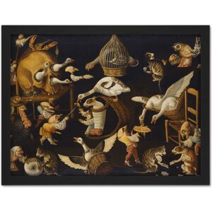 Artery8 Wall Art Print Master Egg Grotesque Animals Cats Birds Painting Large Framed Wall Décor Art in Brown Size: W18" x H24" Brown W18" x H24" Artery8 Wall Art Print Master Egg Grotesque Animals Cats Birds Painting Large Framed Wall Décor Art in Brown Size: W18" x H24" Brown W18" x H24"