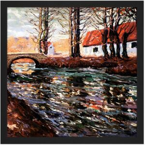 Artery8 Wall Art Print Lawson River Landscape Bridge House Painting Square Framed Picture 16X16 Inch in Black Size: W16" x H16" Black W16" x H16" Artery8 Wall Art Print Lawson River Landscape Bridge House Painting Square Framed Picture 16X16 Inch in Black Size: W16" x H16" Black W16" x H16"
