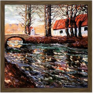 Artery8 Wall Art Print Lawson River Landscape Bridge House Painting Square Framed Picture 16X16 Inch in Brown Size: W16" x H16" Brown W16" x H16" Artery8 Wall Art Print Lawson River Landscape Bridge House Painting Square Framed Picture 16X16 Inch in Brown Size: W16" x H16" Brown W16" x H16"