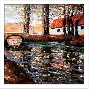 Artery8 Wall Art Print Lawson River Landscape Bridge House Painting Square Framed Picture 16X16 Inch in White Size: W16" x H16" White W16" x H16" Artery8 Wall Art Print Lawson River Landscape Bridge House Painting Square Framed Picture 16X16 Inch in White Size: W16" x H16" White W16" x H16"