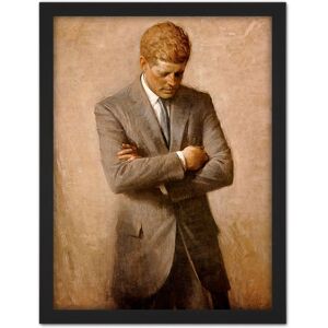 Artery8 Wall Art Print Shikler Official Portrait US President John Kennedy JFK Painting Large Framed Wall Décor Art in Black Size: W18" x H24" Black W18" x H24" Artery8 Wall Art Print Shikler Official Portrait US President John Kennedy JFK Painting Large Framed Wall Décor Art in Black Size: W18" x H24" Black W18" x H24"