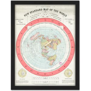 Artery8 Wall Art Print Map Gleason 1892 World Time Calculator Flat Earth Large Framed Wall Décor Art in Light Oak Size: W18" x H24" Light Oak W18" x H24" Artery8 Wall Art Print Map Gleason 1892 World Time Calculator Flat Earth Large Framed Wall Décor Art in Light Oak Size: W18" x H24" Light Oak W18" x H24"