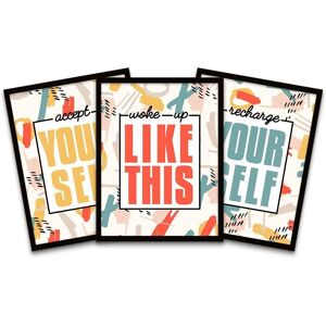 Wee Blue Coo Wall Art Print Funky Affirmations Accept Yourself Woke Recharge Black Framed Poster Pack of 3 Size: W12" x H16" Multicolor W12" x H16" Wee Blue Coo Wall Art Print Funky Affirmations Accept Yourself Woke Recharge Black Framed Poster Pack of 3 Size: W12" x H16" Multicolor W12" x H16"