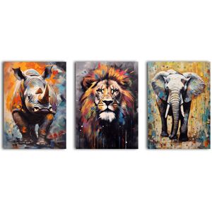 simpa African Animals 3 Panel Canvas Wall Art Multicolor simpa African Animals 3 Panel Canvas Wall Art Multicolor