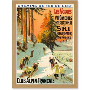 Artery8 Advert Ski Contest Vosges France Alpine Club Winter Sport A4 Artwork Framed Wall Art Print in Light Oak Light Oak Artery8 Advert Ski Contest Vosges France Alpine Club Winter Sport A4 Artwork Framed Wall Art Print in Light Oak Light Oak