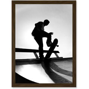 Artery8 Photography Sport Skateboarding Skater Silhouette A4 Artwork Framed Wall Art Print in Brown Brown Artery8 Photography Sport Skateboarding Skater Silhouette A4 Artwork Framed Wall Art Print in Brown Brown